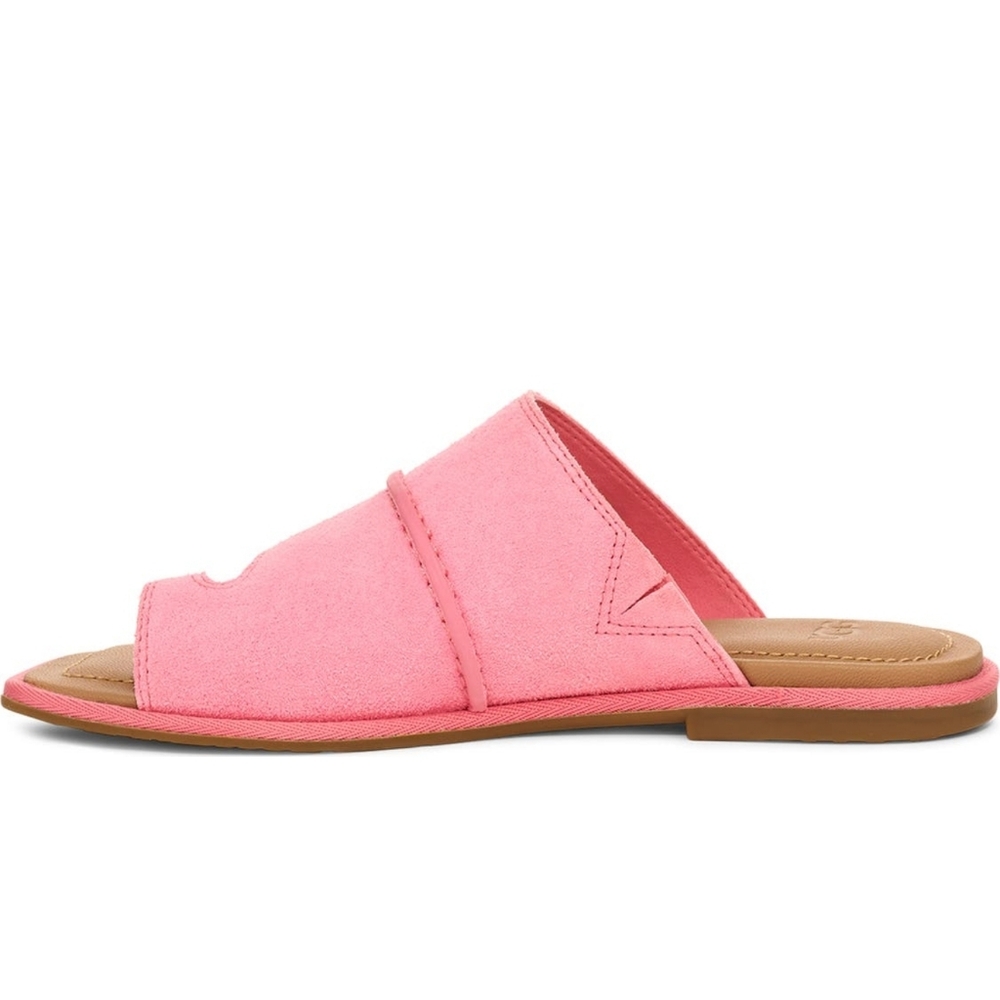 Size 6.5  UGG Pink Flat Leather Slip On Comfy Sandals - Picture 4 of 7